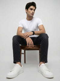 Men Kano Jeans Slim Fit Black Mid Rise