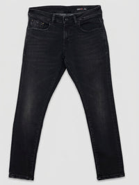 Men Kano Jeans Slim Fit Black Mid Rise