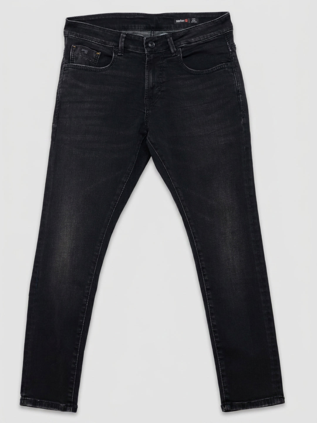Men Kano Jeans Slim Fit Black Mid Rise