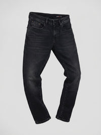 Men Kano Jeans Slim Fit Black Mid Rise