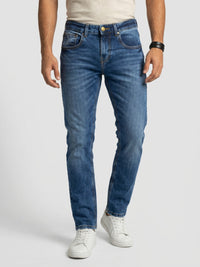 Men Kano Jeans Slim Fit Mid Blue Mid Rise