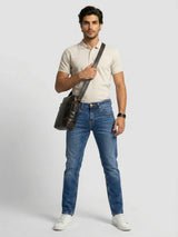Men Kano Jeans Slim Fit Mid Blue Mid Rise