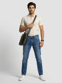 Men Kano Jeans Slim Fit Mid Blue Mid Rise