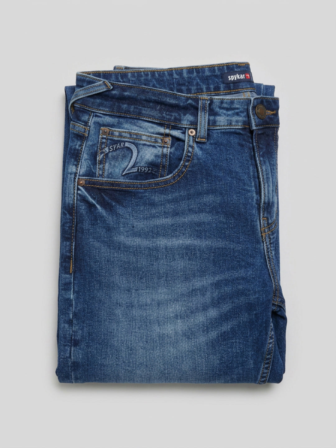 Men Kano Jeans Slim Fit Mid Blue Mid Rise