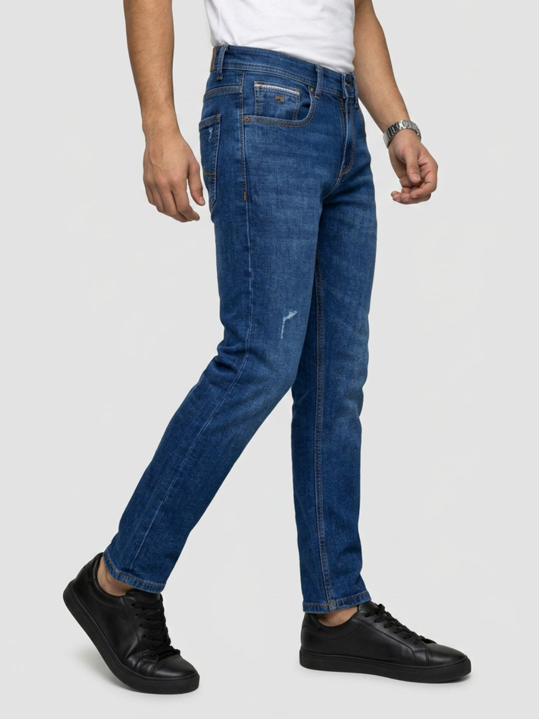 Men Kano Jeans Slim Fit Dark Blue Mid Rise