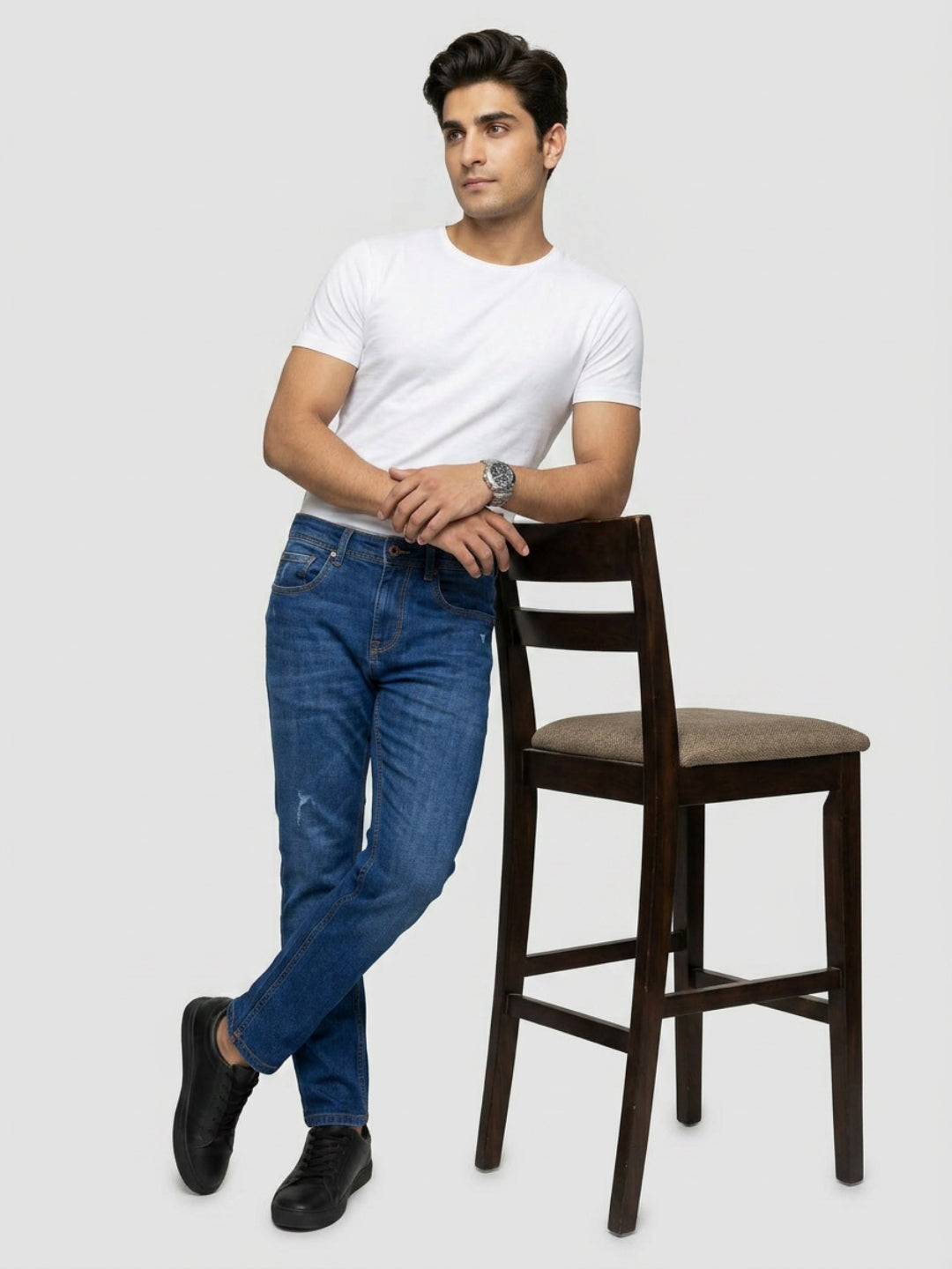 Men Kano Jeans Slim Fit Dark Blue Mid Rise