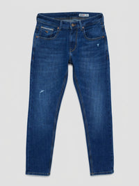 Men Kano Jeans Slim Fit Dark Blue Mid Rise