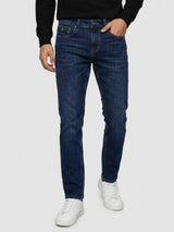 Men Kano Jeans Slim Fit Dark Blue Mid Rise