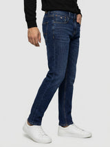 Men Kano Jeans Slim Fit Dark Blue Mid Rise