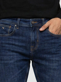 Men Kano Jeans Slim Fit Dark Blue Mid Rise