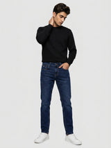 Men Kano Jeans Slim Fit Dark Blue Mid Rise
