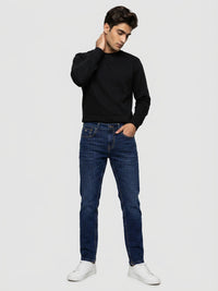 Men Kano Jeans Slim Fit Dark Blue Mid Rise