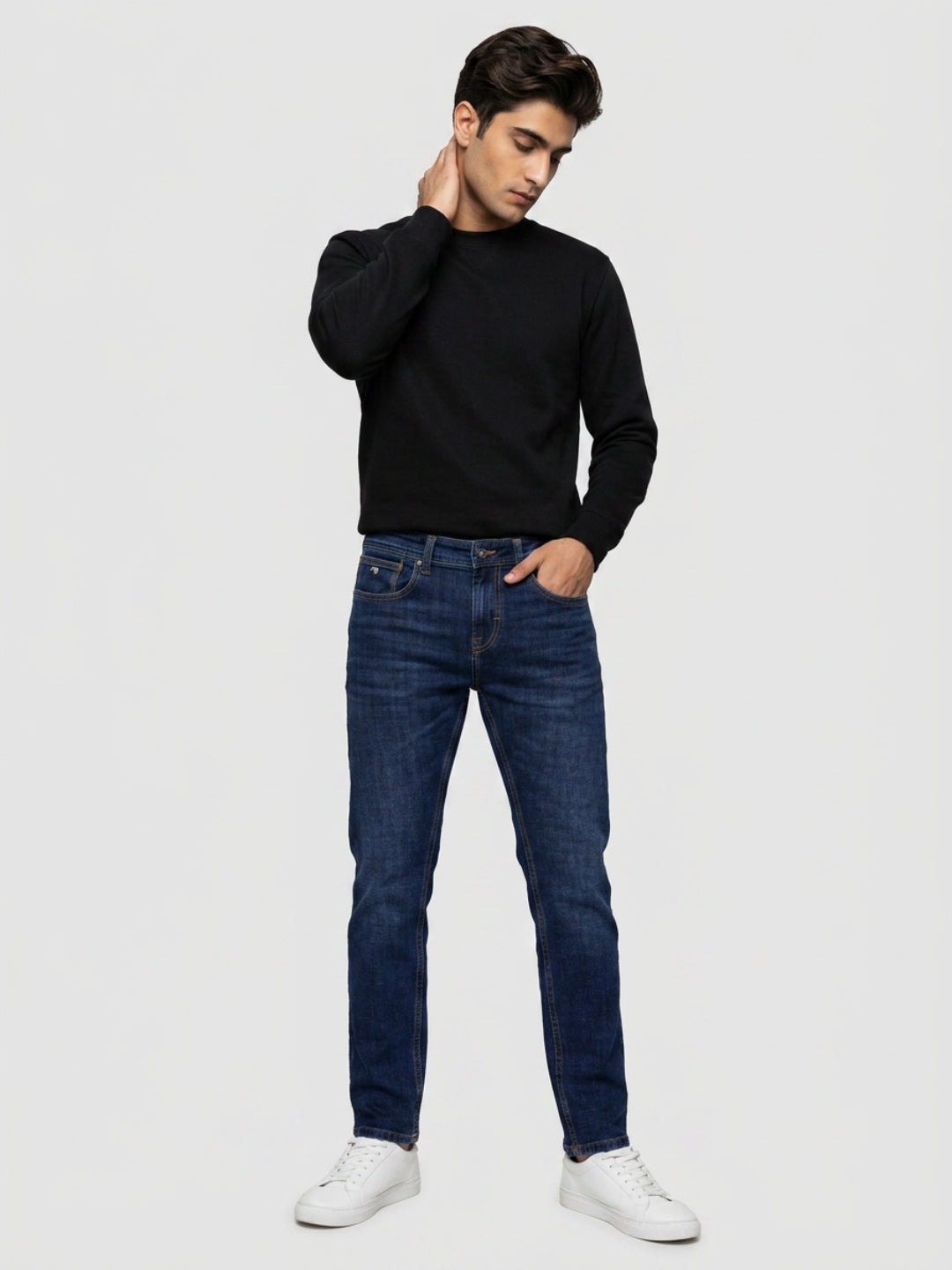 Men Kano Jeans Slim Fit Dark Blue Mid Rise