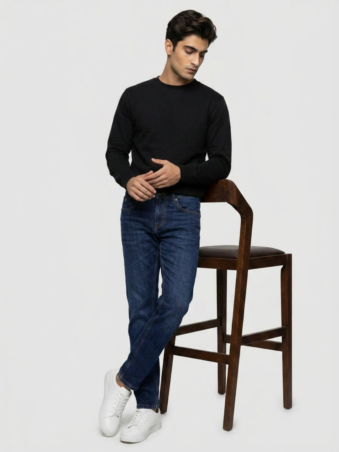 Men Kano Jeans Slim Fit Dark Blue Mid Rise