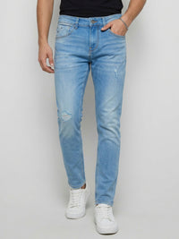 Men Kano Jeans Slim Fit Light Blue Mid Rise