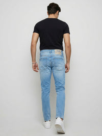Men Kano Jeans Slim Fit Light Blue Mid Rise