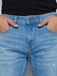 Men Kano Jeans Slim Fit Light Blue Mid Rise