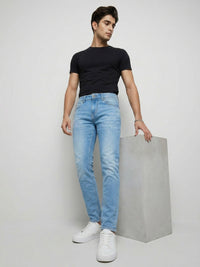 Men Kano Jeans Slim Fit Light Blue Mid Rise