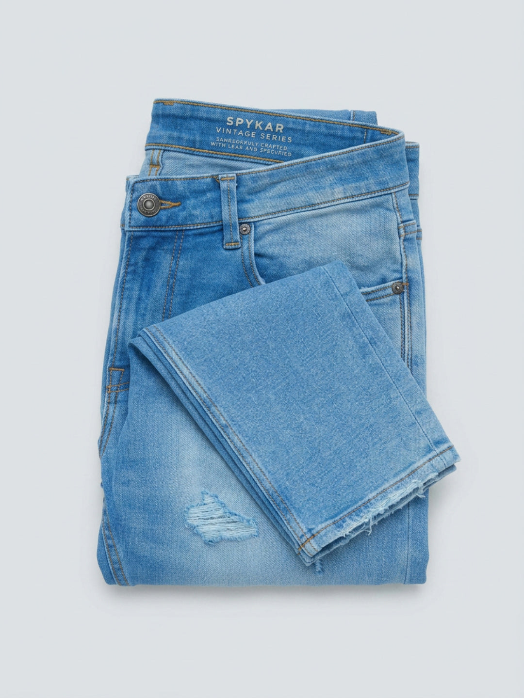 Men Kano Jeans Slim Fit Light Blue Mid Rise