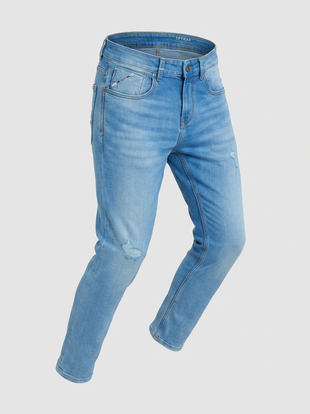 Men Kano Jeans Slim Fit Light Blue Mid Rise