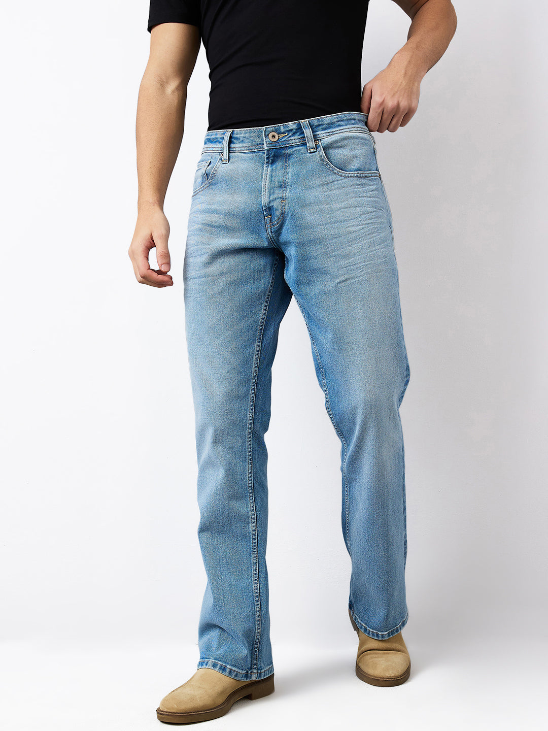 Spykar Regular Fit Mid Rise Cotton Jeans For Men
