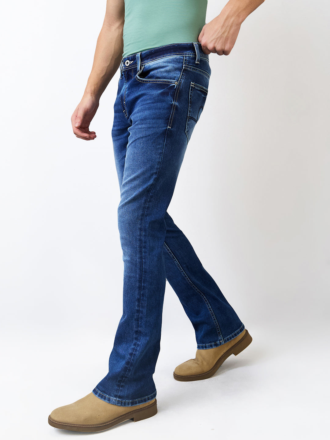 Spykar Regular Fit Mid Rise Cotton Jeans For Men