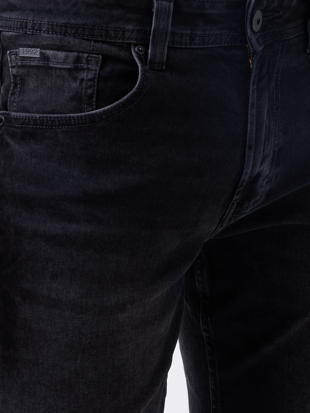 Spykar Black Mid Rise Boot Cut Casual Jeans For Men