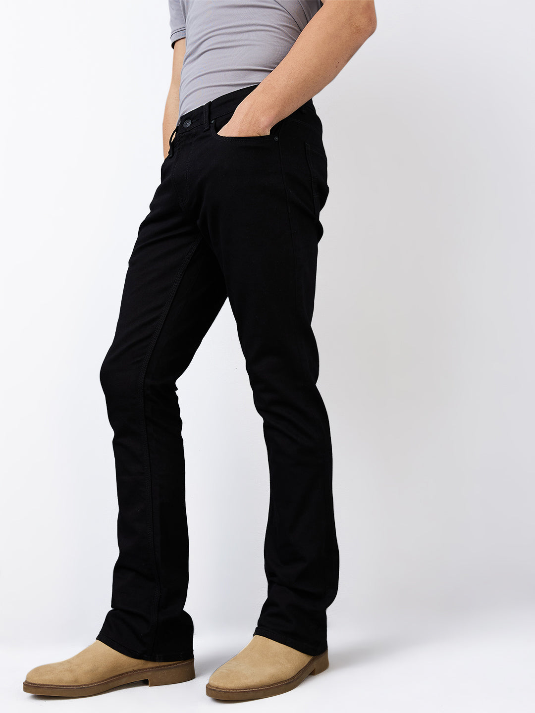 Spykar Black Mid Rise Regular Fit Casual Jeans For Men