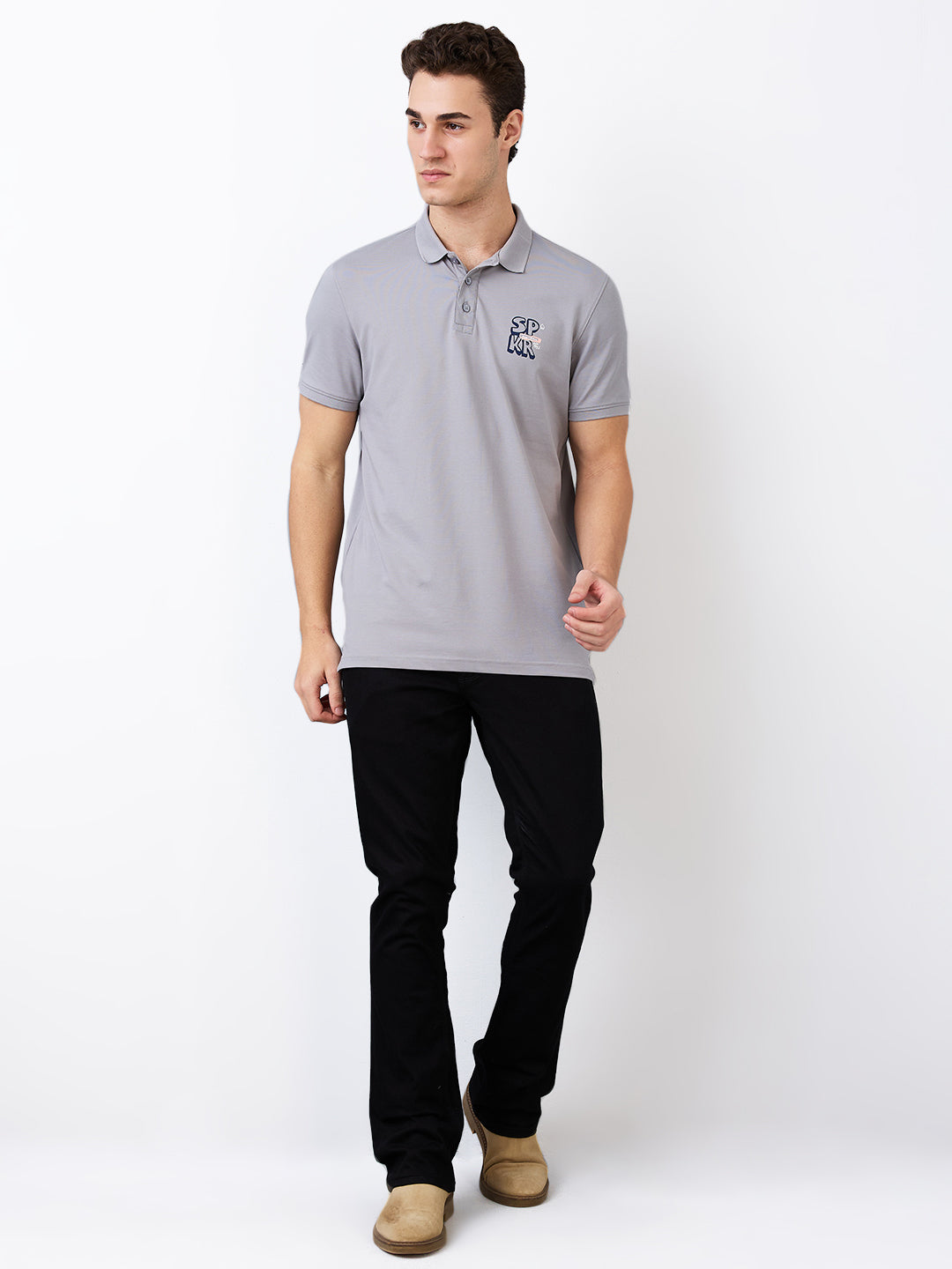 Spykar Black Mid Rise Regular Fit Casual Jeans For Men