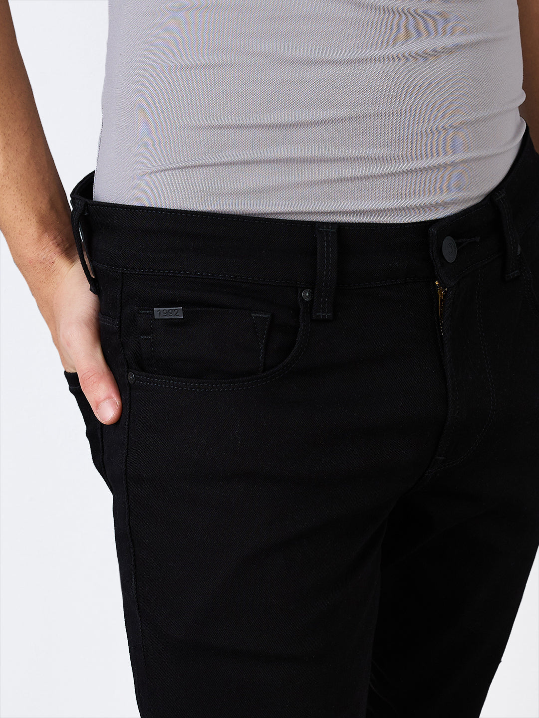Spykar Black Mid Rise Regular Fit Casual Jeans For Men