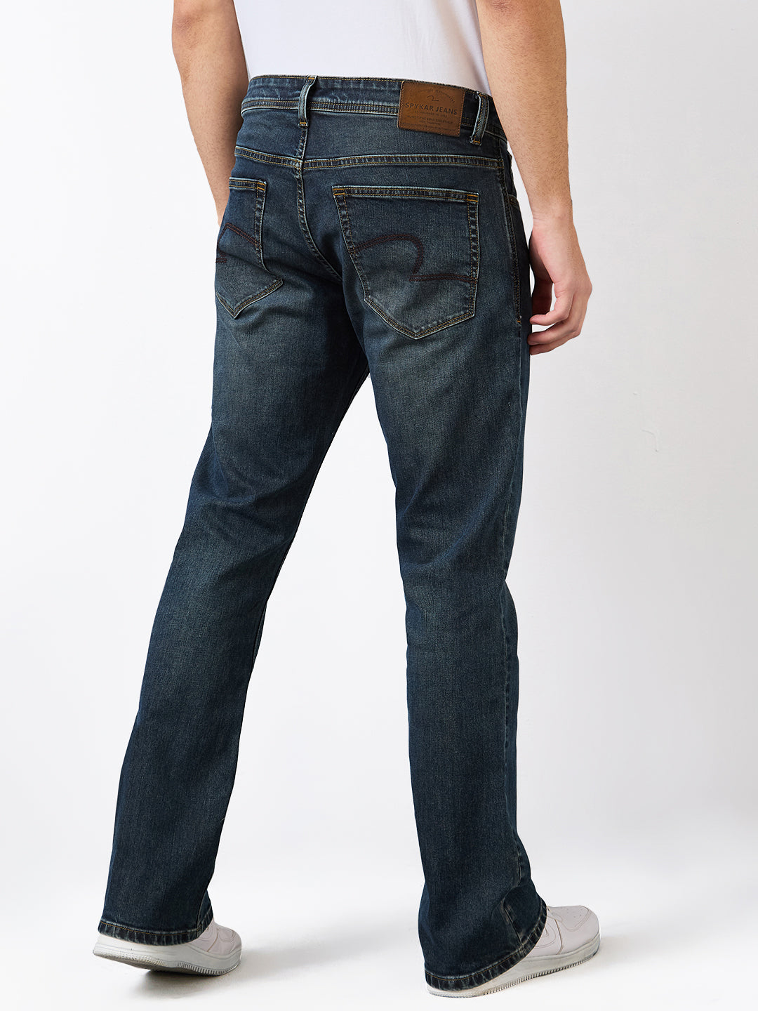 Men Jeans Regular Fit Brown Mid Rise