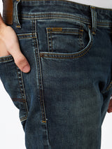Men Jeans Regular Fit Brown Mid Rise