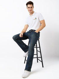 Men Jeans Regular Fit Brown Mid Rise