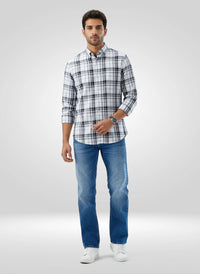 Men Jeans Boot Cut Fit Mid Blue Mid Rise