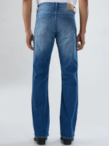 Men Jeans Boot Cut Fit Mid Blue Mid Rise