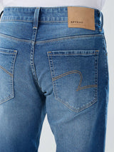 Men Jeans Boot Cut Fit Mid Blue Mid Rise