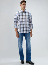 Men Jeans Boot Cut Fit Mid Blue Mid Rise