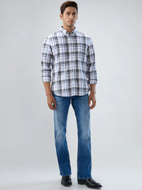 Men Jeans Boot Cut Fit Mid Blue Mid Rise