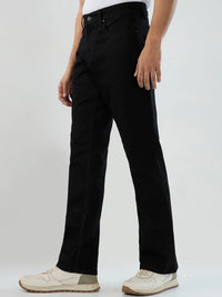 Men Jeans Boot Cut Fit Black Mid Rise