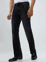 Men Jeans Boot Cut Fit Black Mid Rise