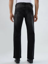 Men Jeans Boot Cut Fit Black Mid Rise