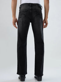 Men Jeans Boot Cut Fit Black Mid Rise