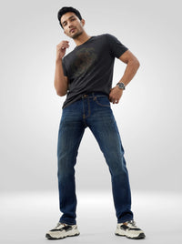 Men Rafter Jeans Boot Cut Fit Dark Blue Mid Rise