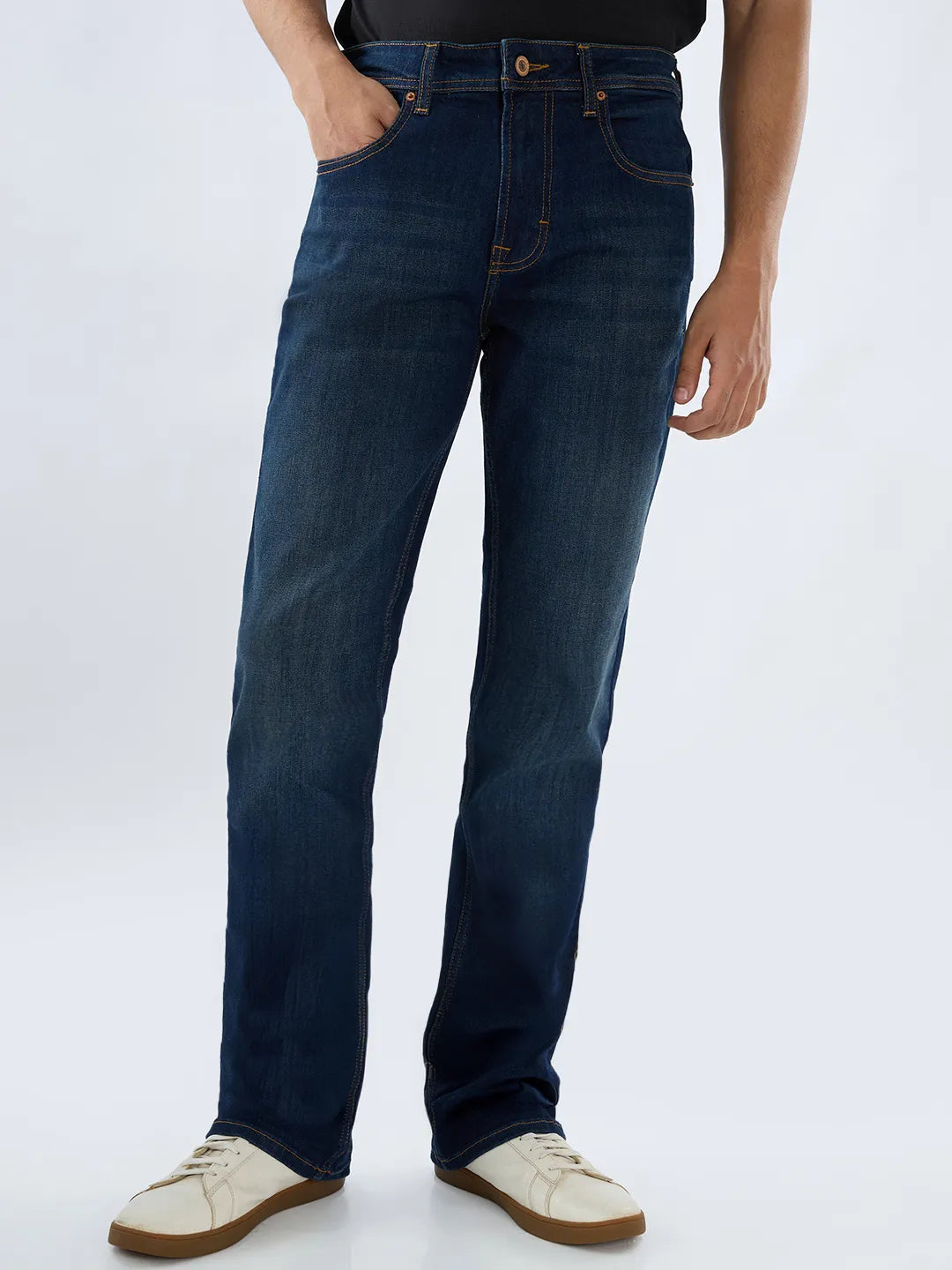 Men Rafter Jeans Boot Cut Fit Dark Blue Mid Rise