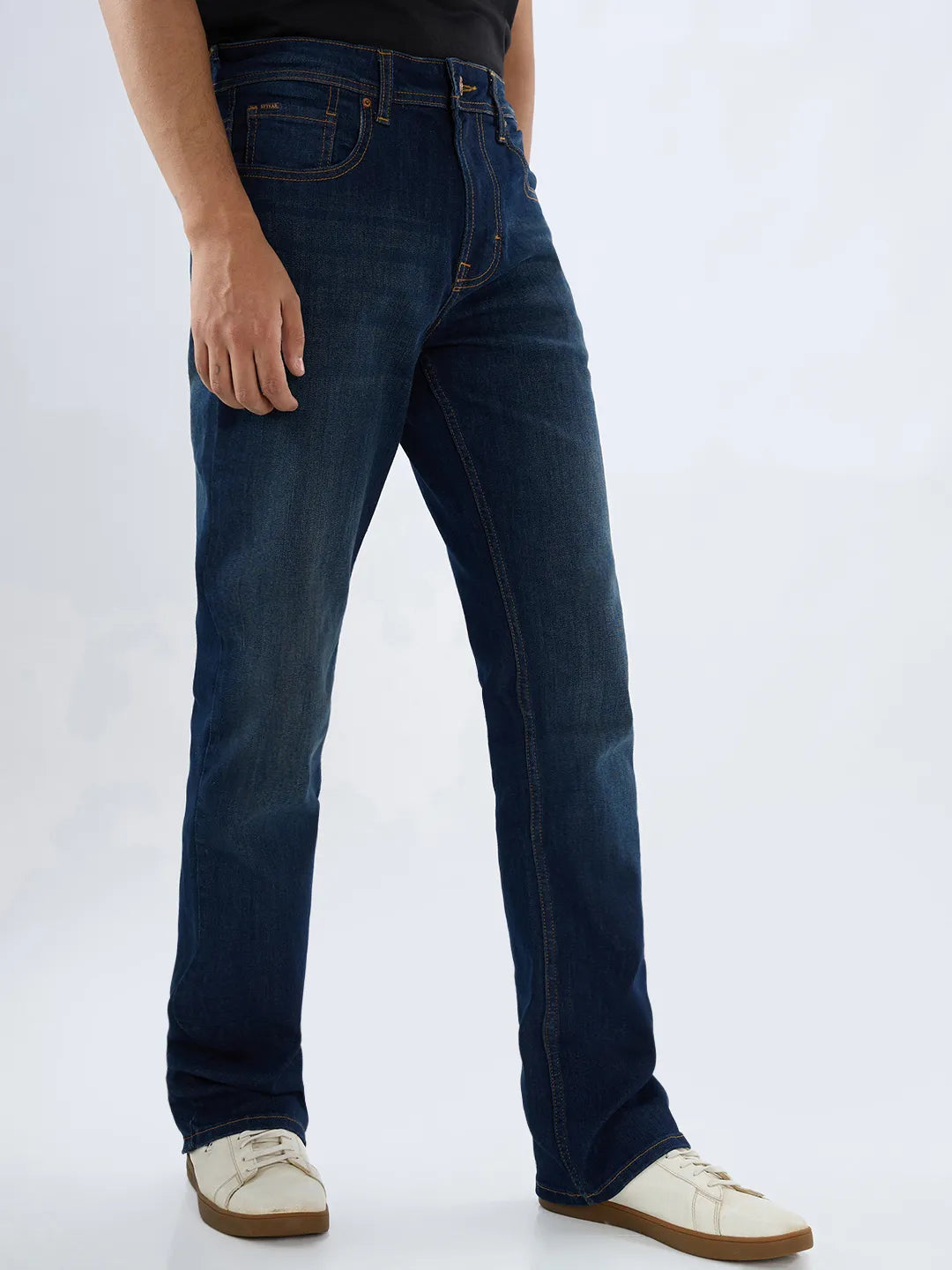 Men Rafter Jeans Boot Cut Fit Dark Blue Mid Rise