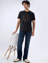 Men Rafter Jeans Boot Cut Fit Dark Blue Mid Rise