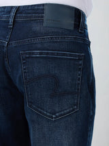Men Jeans Boot Cut Fit Dark Blue Mid Rise