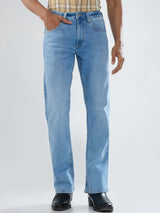 Men Jeans Boot Cut Fit Light Blue Mid Rise