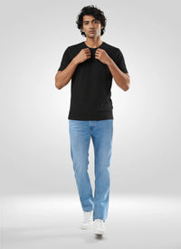 Men Jeans Boot Cut Fit Light Blue Mid Rise