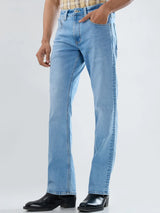 Men Jeans Boot Cut Fit Light Blue Mid Rise
